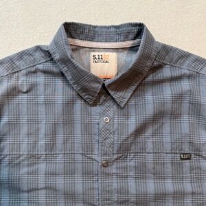 5.11 Tactical Snap Blue Plaid Long Sleeve Performance Shirt Men Size M